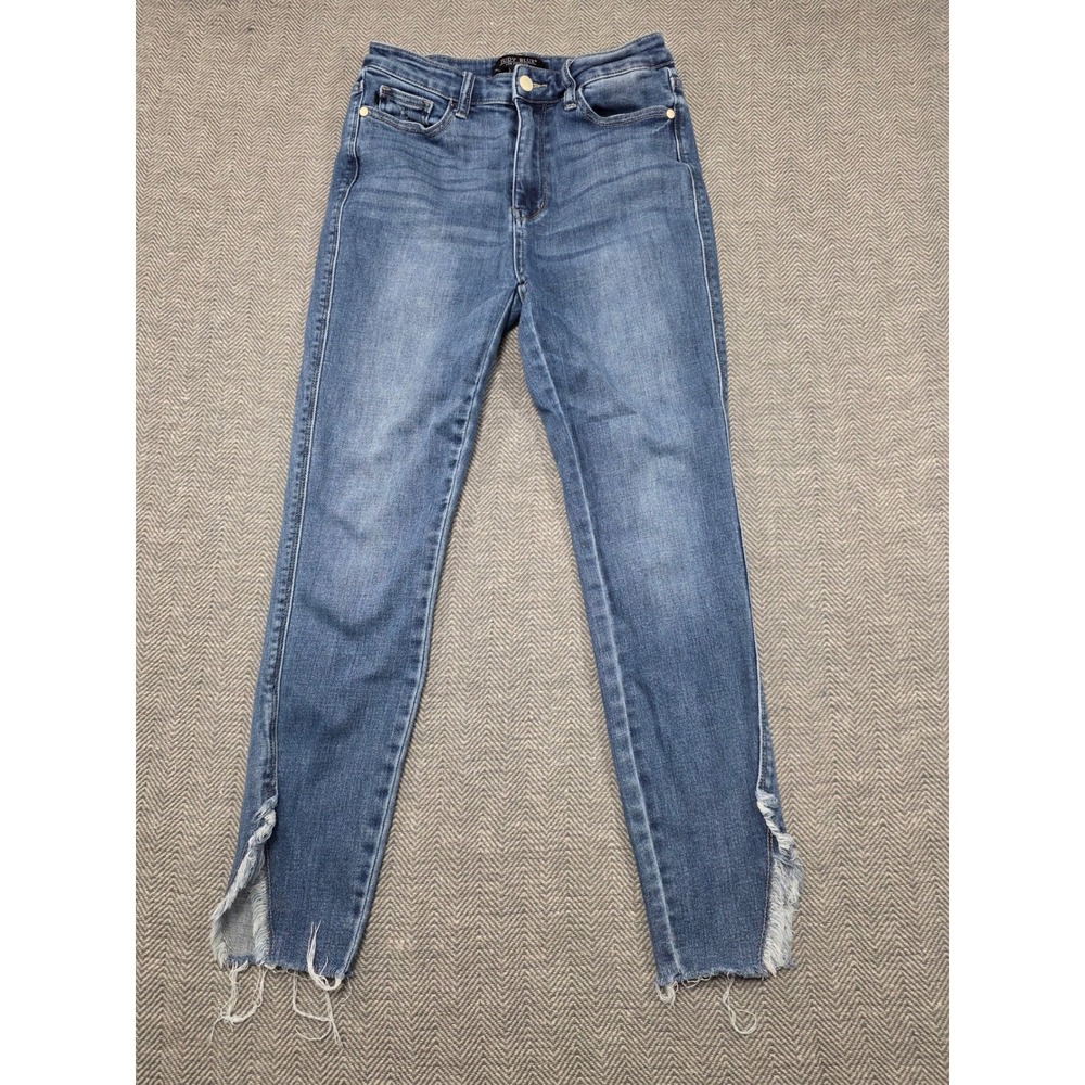 Judy Blue Skinny Fit Jeans Distressed Frayed Hem Medium Wash Size 9 29